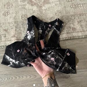 Darc Sport Black Floral Racerback Sports Bra and Matching shorts